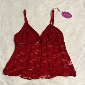 Red Lace Camisole Top